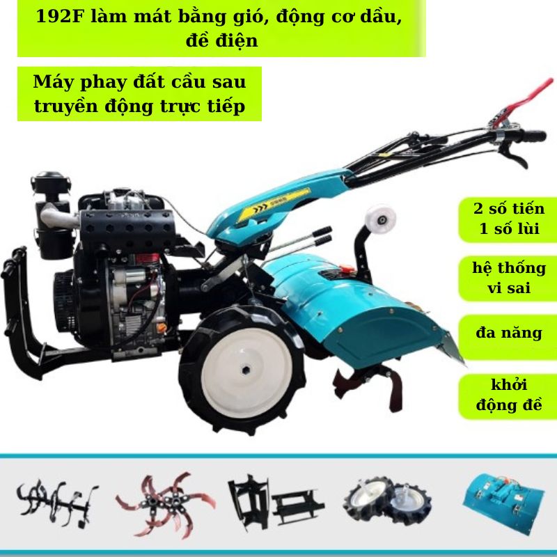 máy phay cầu sau kailifa 192f 13hp có đề phụ kiện đi kèm