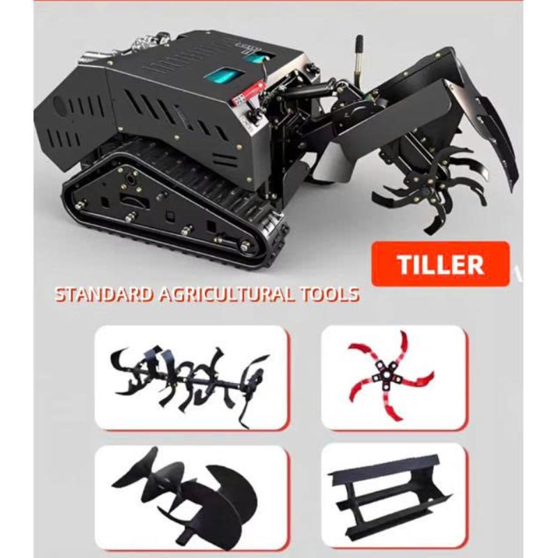 Máy băm cỏ điều khiển từ xa bánh xích đa năng — băm, phay, san, tạo rãnh